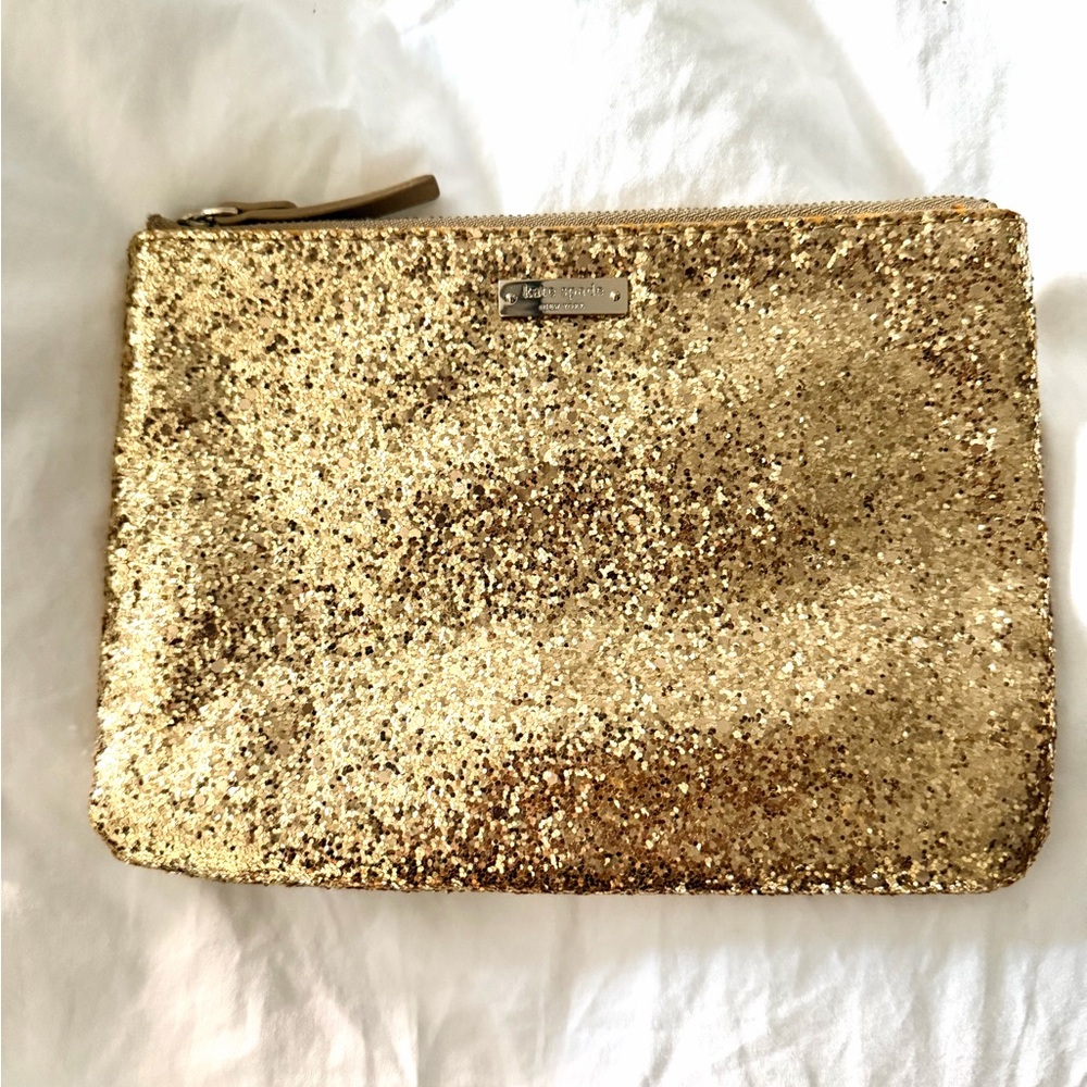 Kate Spade Gold Glitter Pouch